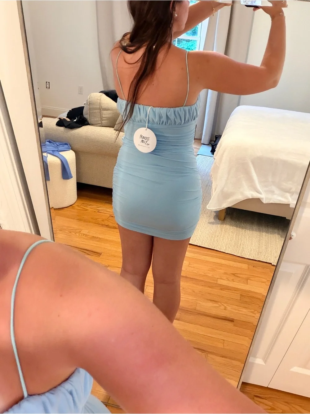 Princess Polly Penney Mini Dress Blue Ruched Bodycom